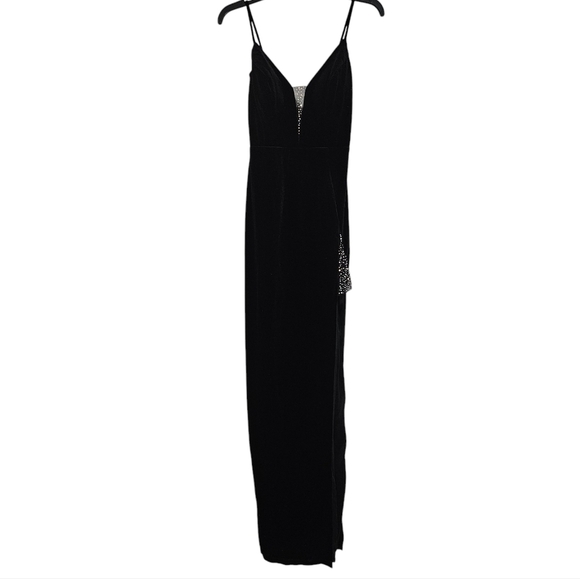 NEW Windsor Ramona Black Rhinestone Detail Velvet Mesh Formal Dress Gown 5 - Picture 1 of 7